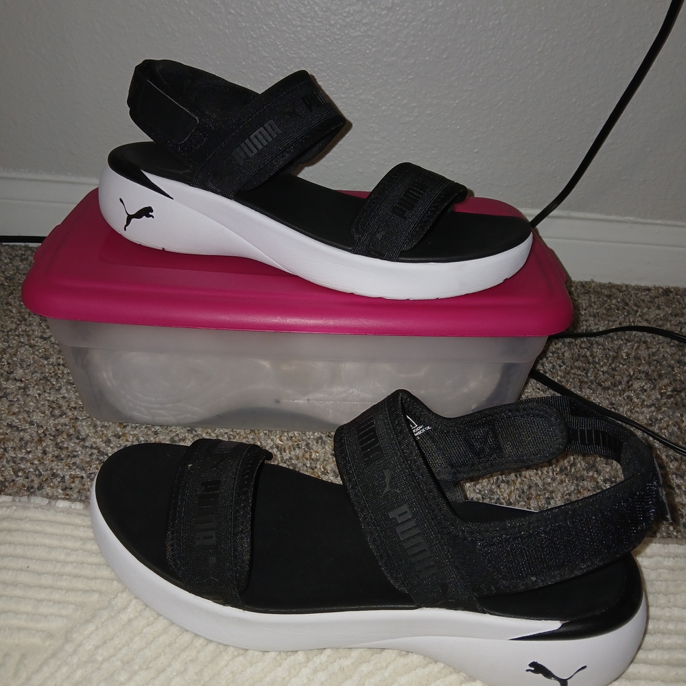 PUMA Women's Black and White Sandals